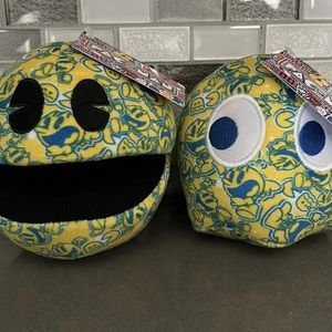 Pac-Man Video Game Sticker Bomb Pac-Man & Ghost Plush Officially Licensed / NEW